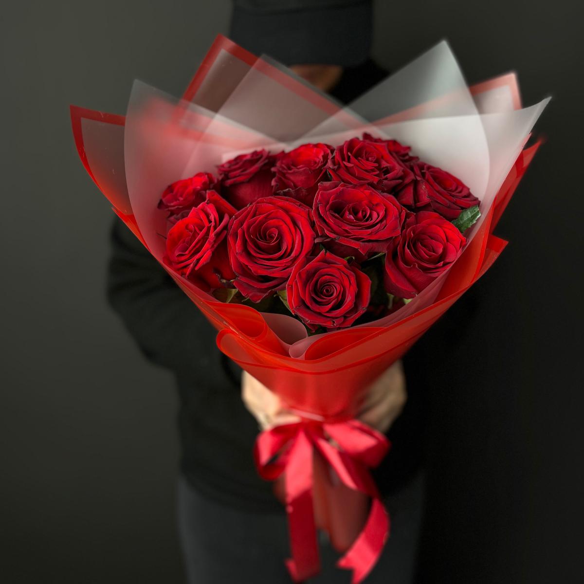 Букеты из красных роз 40 см (Эквадор) артикул букета  188272