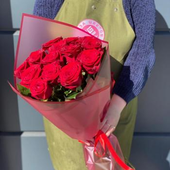 Красные розы 60 см 15 шт. (Россия) №  334068