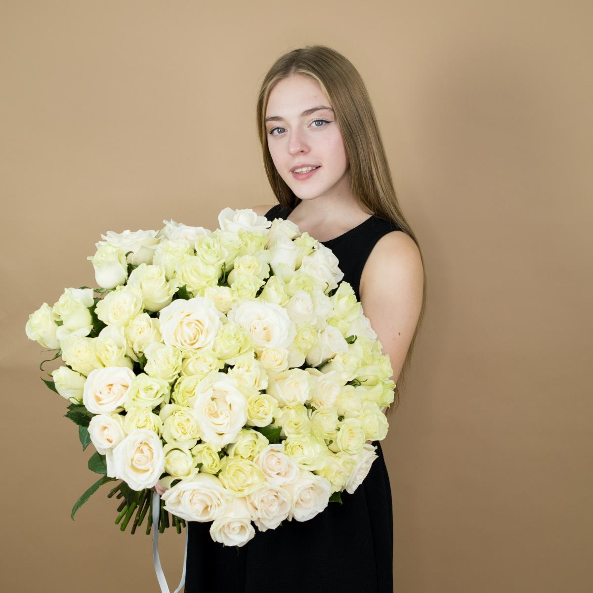 Букеты из белых роз 40 см (Эквадор) код товара: 656