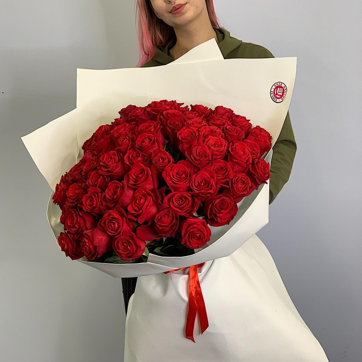 Букеты из красных роз 50 см (Эквадор) код товара - 820