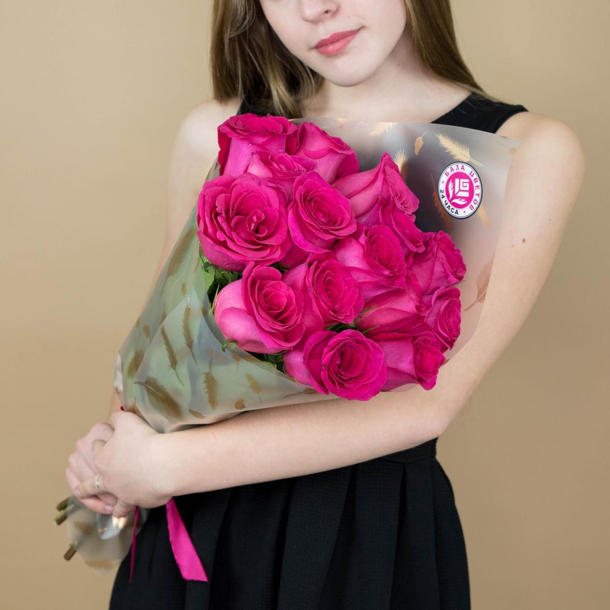 Букет из розовых роз 15 шт 40 см (Эквадор) (код: 87904)