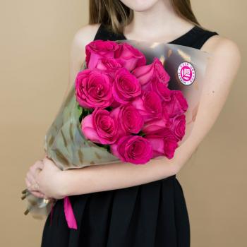 Букет из розовых роз 15 шт 40 см (Эквадор) (код: 87904)