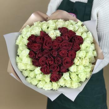 Букет 101 роза (Кения) в виде Сердца код  115128