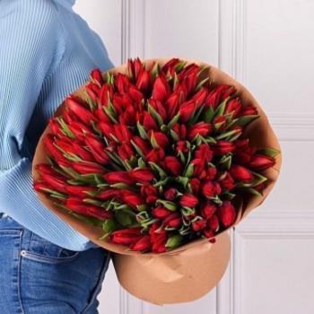Красные тюльпаны 101 шт артикул букета: 142516